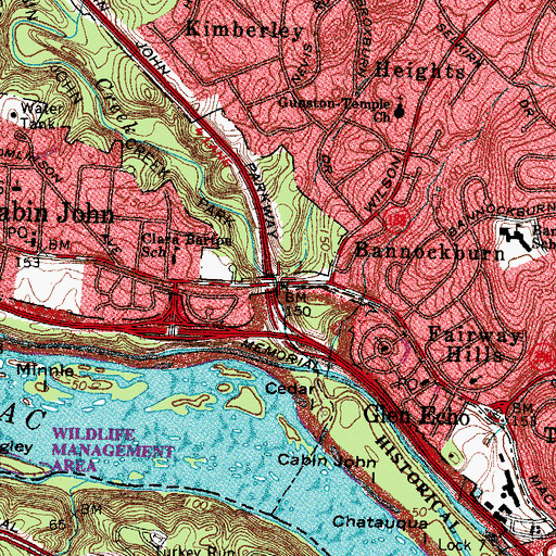 Topographic Map of Cabin John Bridge, MD
