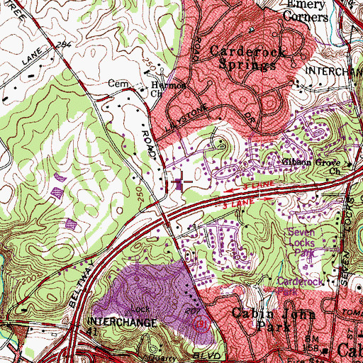 Topographic Map of Carderock Springs Elementary School, MD