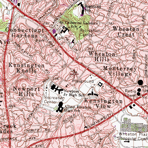 Topographic Map of College View, MD