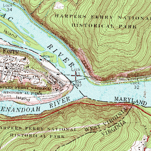 Topographic Map of Baltimore and Ohio Railroad Covered Bridge, MD