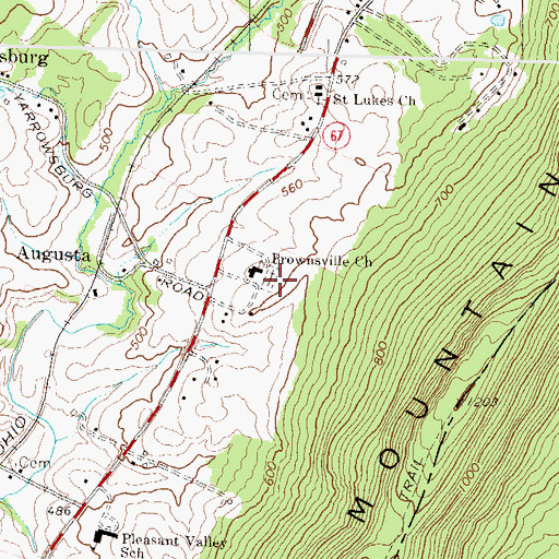 Topographic Map of Brownsville Heights Cemetery, MD