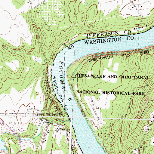 Topographic Map of Dargan Bend, MD