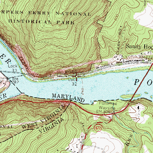 Topographic Map of Lock 32, MD