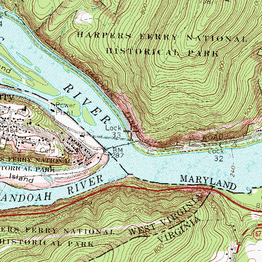 Topographic Map of Lock 33, MD