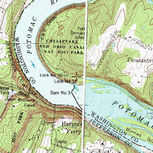 Topographic Map of Lock Number 35, MD