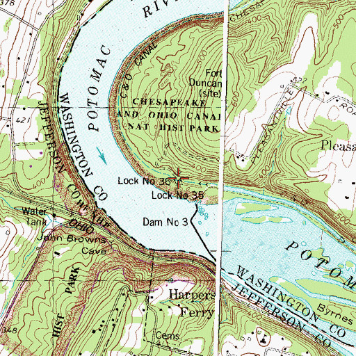 Topographic Map of Lock Number 36, MD