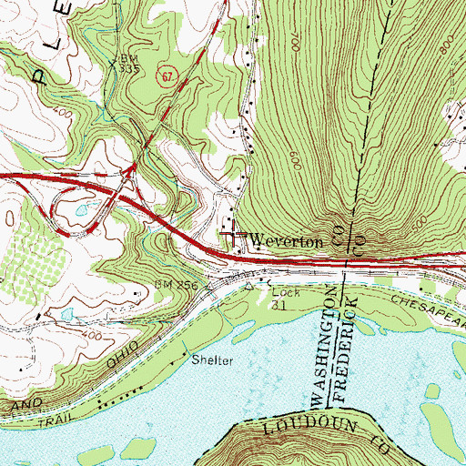 Topographic Map of Weverton First Baptist Church, MD