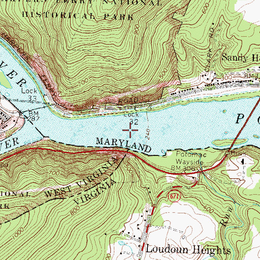 Topographic Map of White Horse Rapids, MD