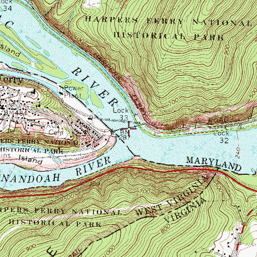 Topographic Map of Winchester and Potomac Railroad Bridge, MD