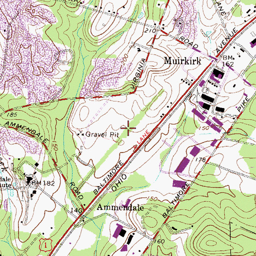 Topographic Map of Ammendale Business Campus, MD
