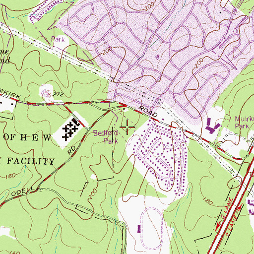 Topographic Map of Bedford Park, MD
