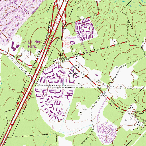 Topographic Map of Birchwood Gardens, MD