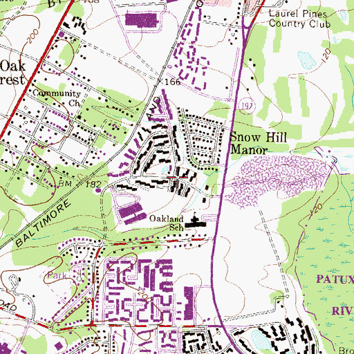 Topographic Map of Briarwood, MD
