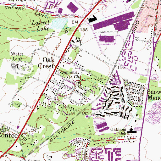 Topographic Map of Community Church, MD