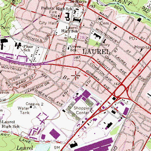Topographic Map of First Baptist Church of Laurel, MD