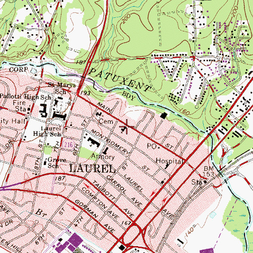Topographic Map of First United Methodist Church, MD