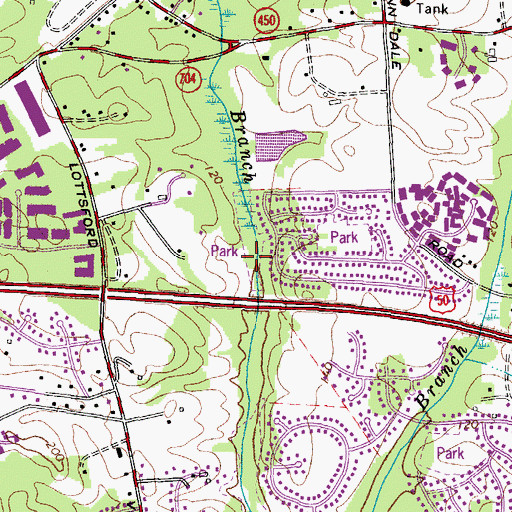 Topographic Map of Folly Branch Park, MD