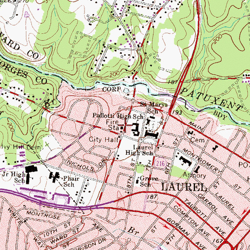 Topographic Map of Glad Tidings Tabernacle, MD