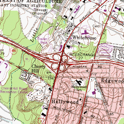 Topographic Map of Interchange 25, MD