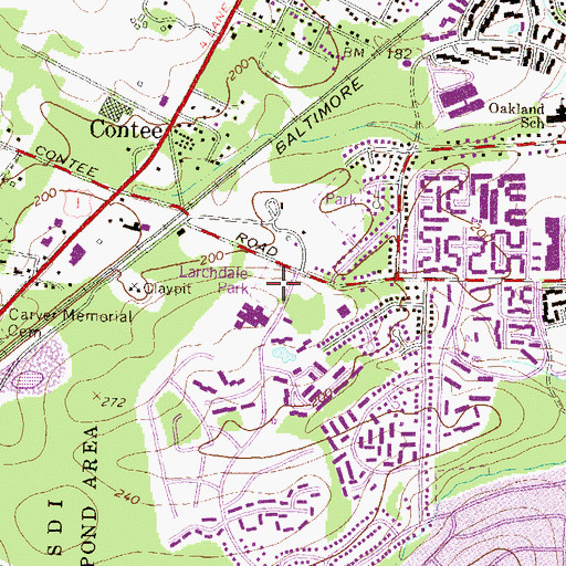 Topographic Map of Larchdale Park, MD