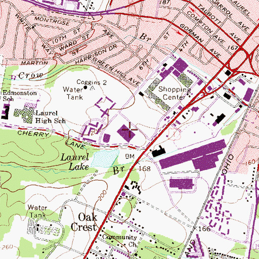 Topographic Map of Laurel Centre Mall Shopping Center, MD