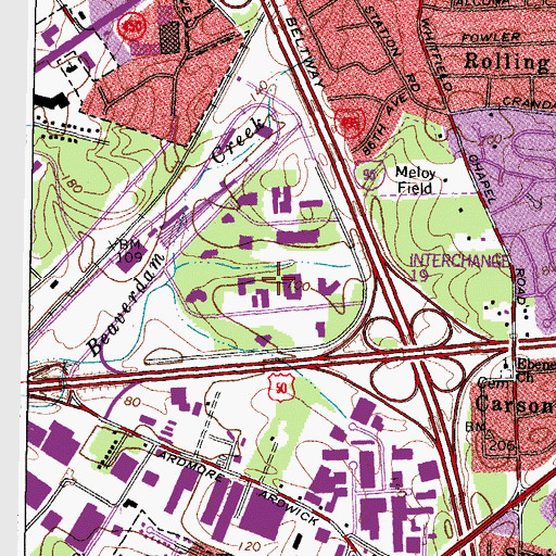 Topographic Map of Metro East Office Park, MD