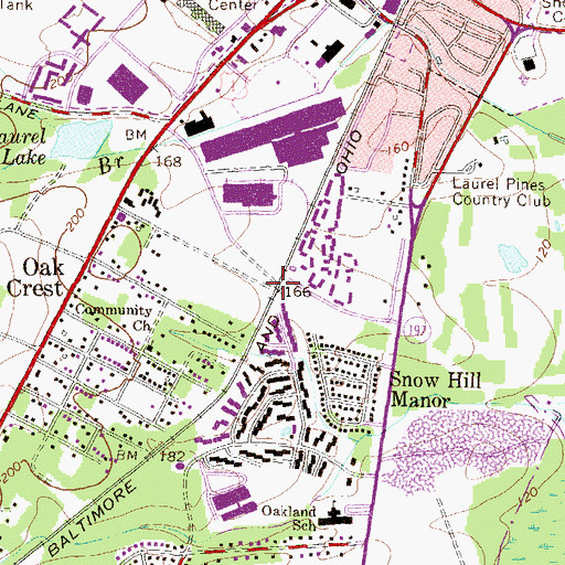 Topographic Map of Mistletoe Springs, MD