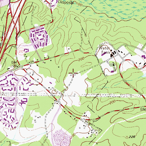 Topographic Map of Montpelier Woods, MD