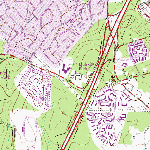 Topographic Map of Muirkirk Park, MD