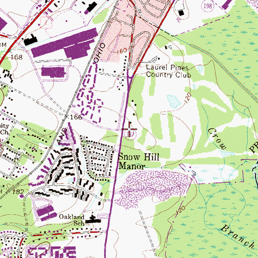 Topographic Map of Oaklands United Presbyterian Church, MD