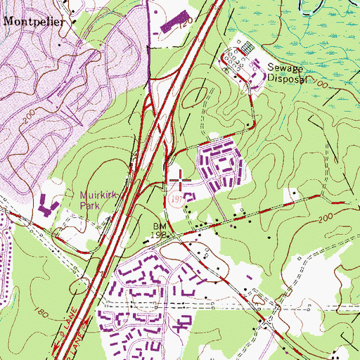 Topographic Map of Pleasant Run Shopping Center, MD