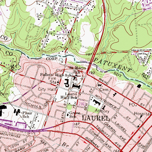 Topographic Map of Saint Mary of the Mills Roman Catholic Church, MD