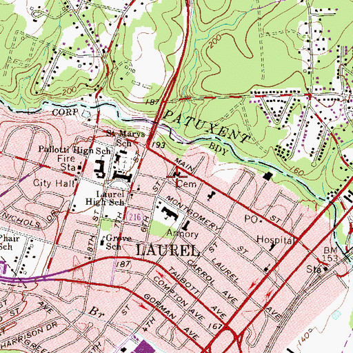 Topographic Map of Saint Philips Cemetery, MD