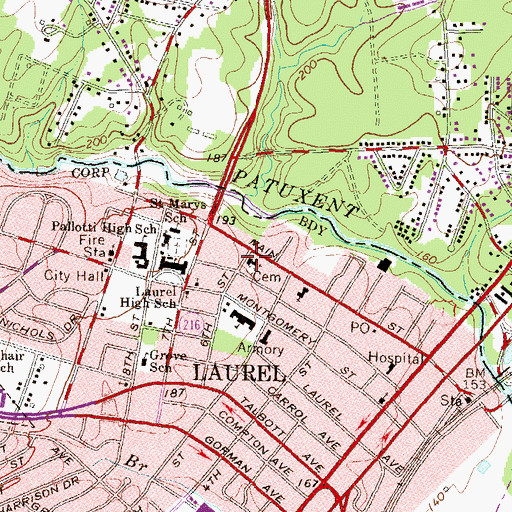 Topographic Map of Saint Philips Episcopal Church, MD