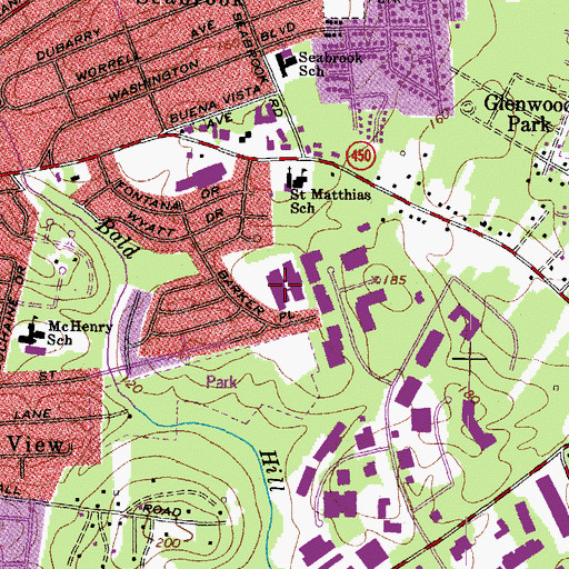 Topographic Map of Thomas Johnson Middle School, MD