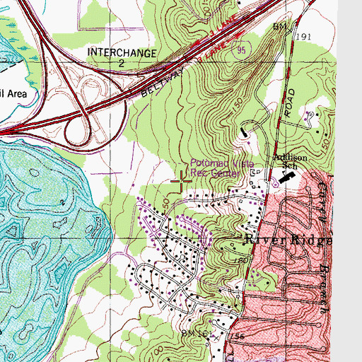 Topographic Map of Potomac Vista Recreation Area, MD
