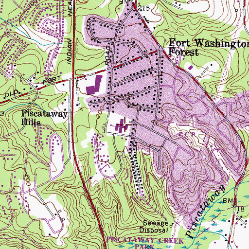 Topographic Map of Fort Washington Forest Elementary School, MD