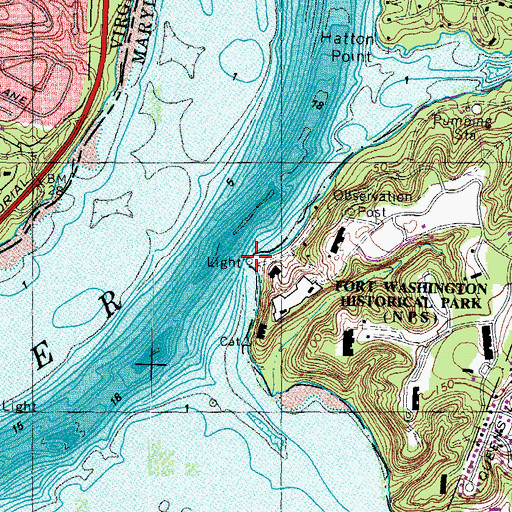 Topographic Map of Fort Washington Light, MD