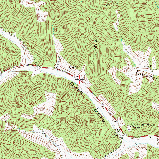 Topographic Map of Cunningham School (historical), WV