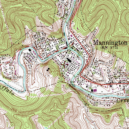 Topographic Map of Mannington Church of Christ, WV