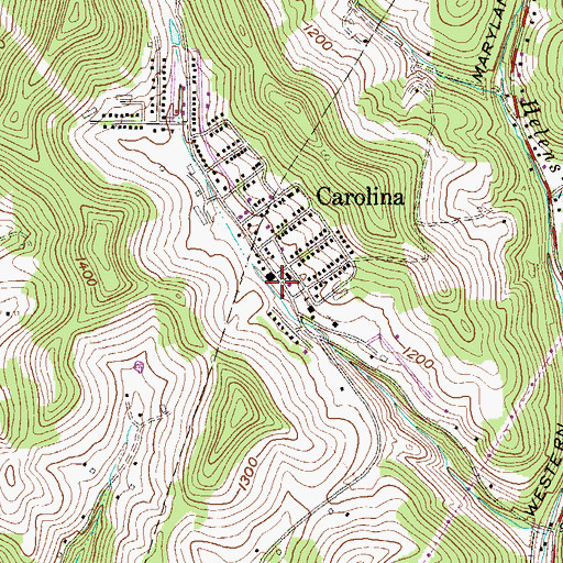 Topographic Map of Carolina Post Office, WV