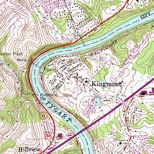 Topographic Map of Kingmont Post Office, WV