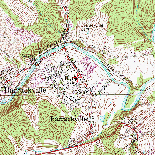 Topographic Map of Barrackville Elementary - Middle School, WV