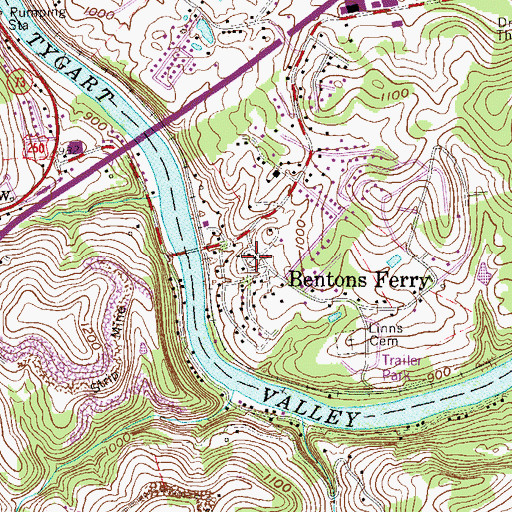 Topographic Map of Bentons Ferry United Methodist Church, WV