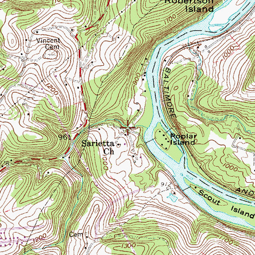 Topographic Map of Hall Mine (historical), WV