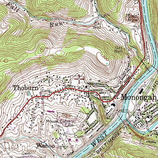 Topographic Map of Monongah Elementary School, WV