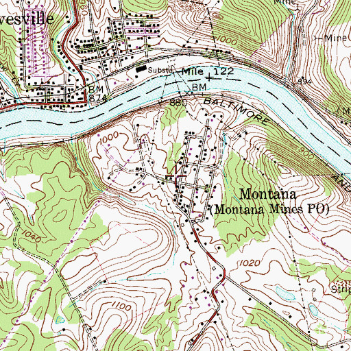 Topographic Map of Montana United Methodist Church, WV