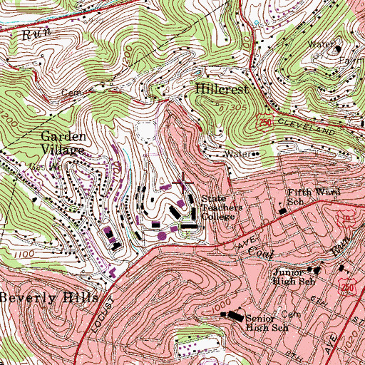 Topographic Map of North Hall, WV