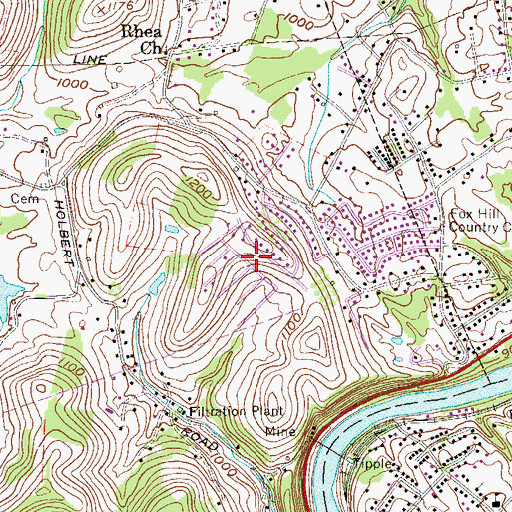Topographic Map of Vernon Heights, WV