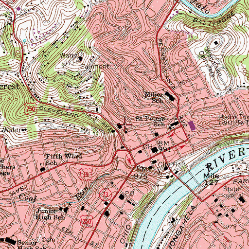 Topographic Map of Dunbar Middle School (historical), WV
